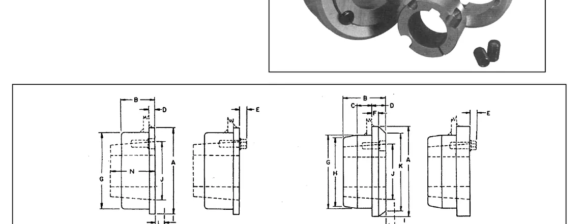 Taper Bore Weld-On Hubs dimensional reference