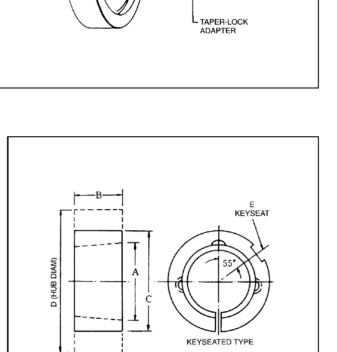 Taper Bore Adapters dimensional reference